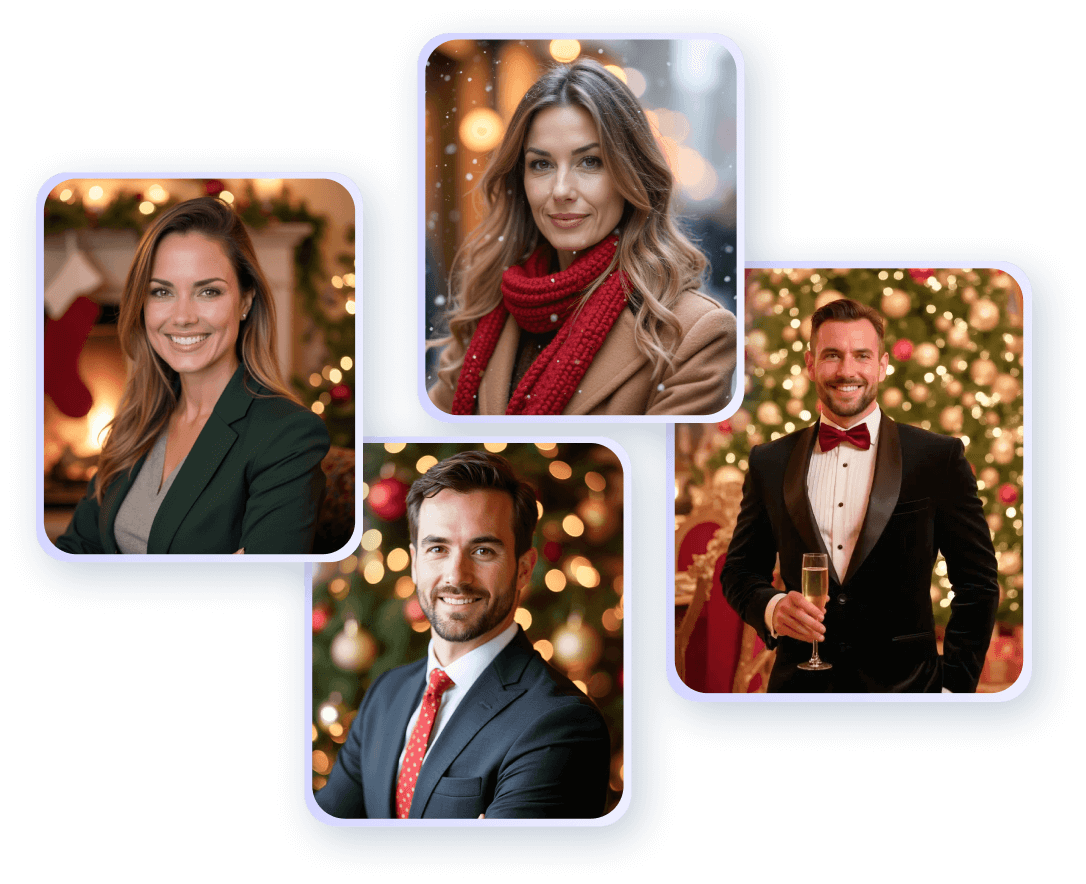 AI-generated Christmas photos showcasing festive holiday portraits