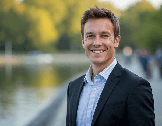 Comparison of traditional studio photography and AI-generated headshots showing quick, high-quality results