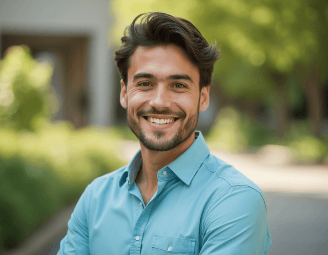 AI-generated headshots applied to LinkedIn profile mockups for corporate branding