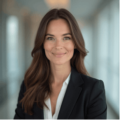 Professional headshot of a woman in dark blazer