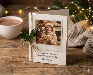 AI-generated Christmas card with festive design