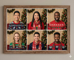 AI-generated team Christmas portrait