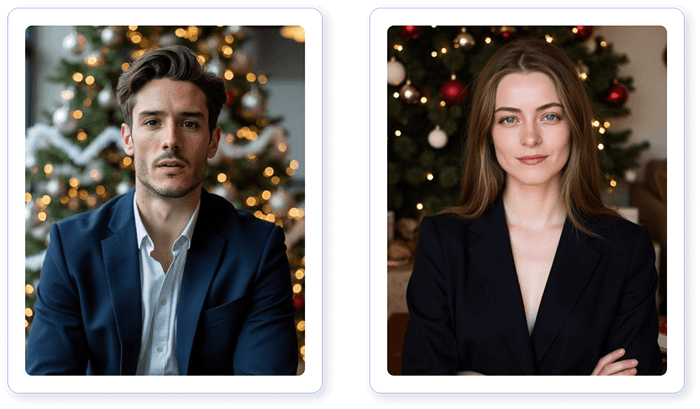 AI-generated Christmas photo with studio quality