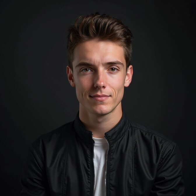 headshot with natural and confident expression