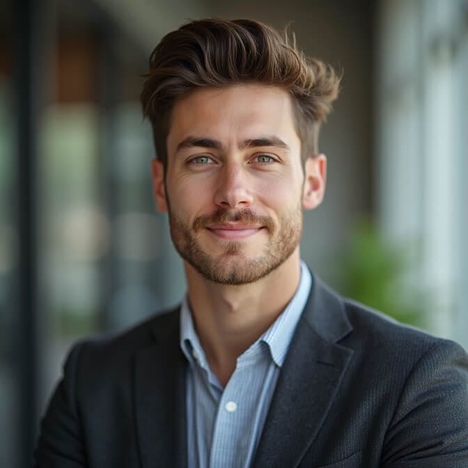professional headshot with subtle retouching for a polished look
