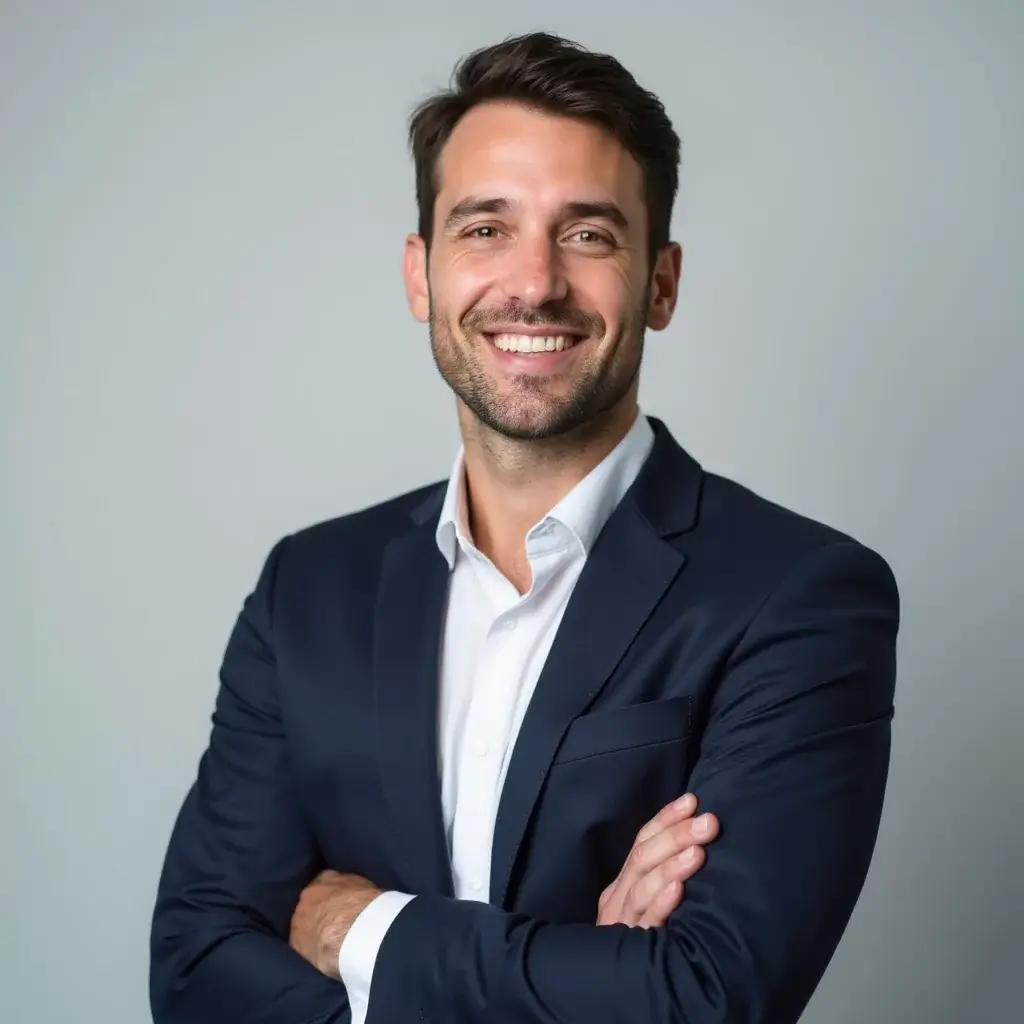AI generated professional headshot of a man with plain background