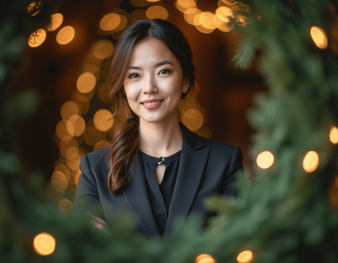 AI-generated Christmas portrait collection featuring festive backgrounds and winter-themed outfits