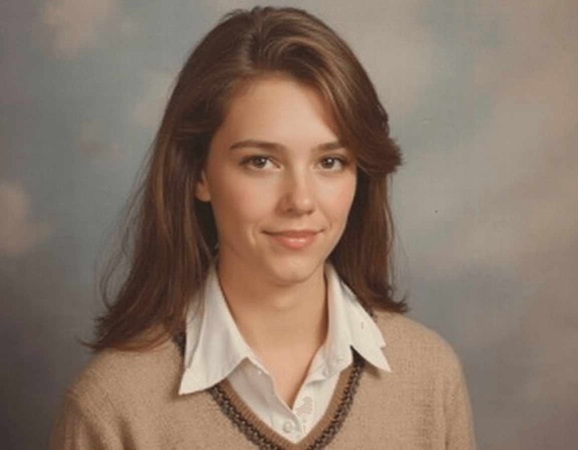 AI-generated professional yearbook headshot with a classic vintage look